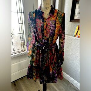 Zara Medium, Black Floral dress. Sheer fabric, great for every season!